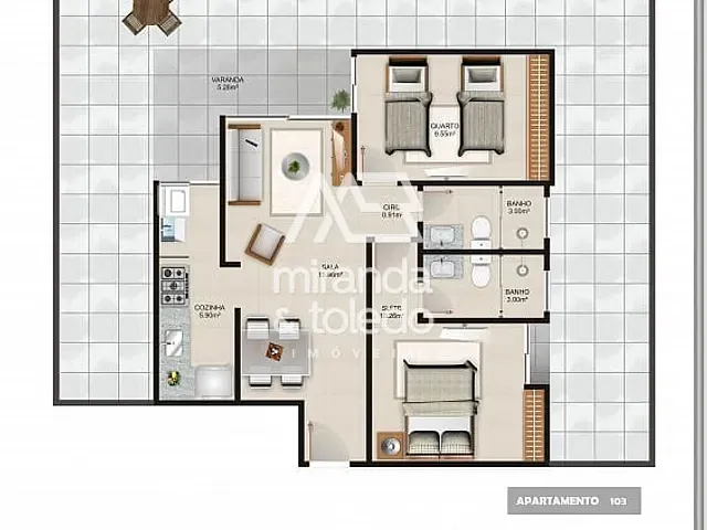 Apartamento com 56m² 2 quartos e 2 banheiros, à venda, no bairro Praia do Morro em Guarapari