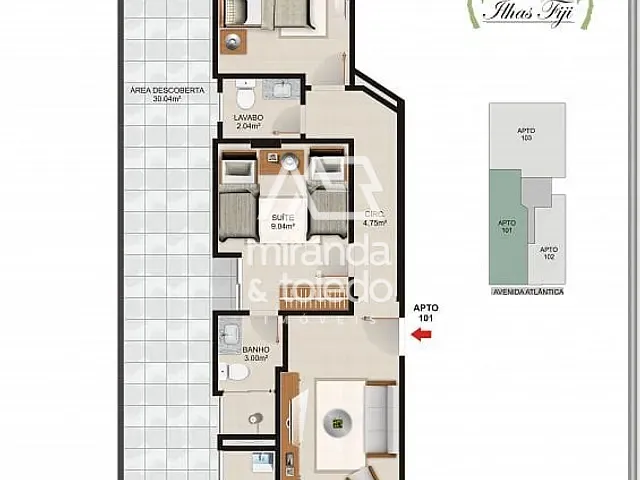 Apartamento com 56m² 2 quartos e 2 banheiros, à venda, no bairro Praia do Morro em Guarapari