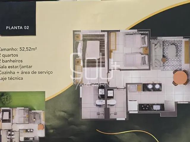 Apartamento 2 quartos e 2 banheiros, à venda, no bairro Parque do Jiqui em Parnamirim