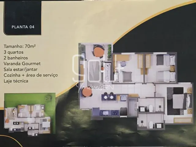 Apartamento 2 quartos e 2 banheiros, à venda, no bairro Parque do Jiqui em Parnamirim