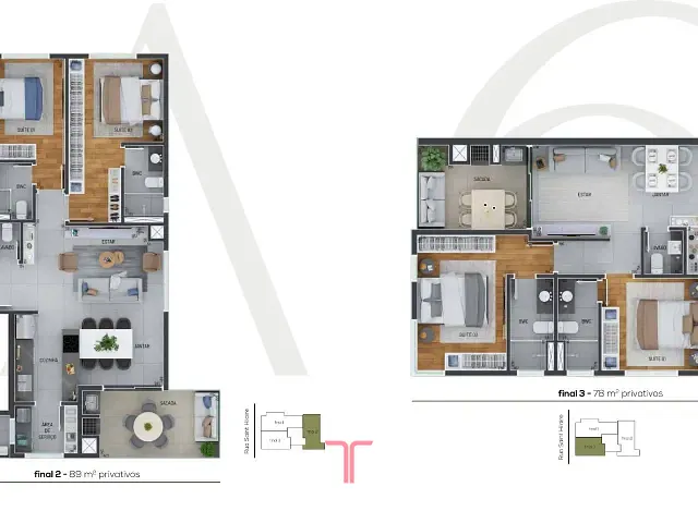 Apartamento 2 quartos e 3 banheiros, à venda, no bairro Água Verde em Curitiba