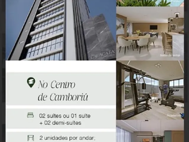 Apartamento com 92m² 2 quartos e 3 banheiros, à venda, no bairro centro em Camboriú