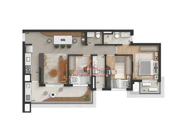 Apartamento 2 quartos e 1 banheiro, à venda, no bairro Jardim Tupanci em Barueri