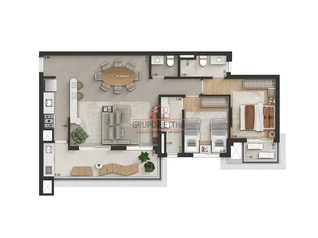 Apartamento 2 quartos e 1 banheiro, à venda, no bairro Jardim Tupanci em Barueri