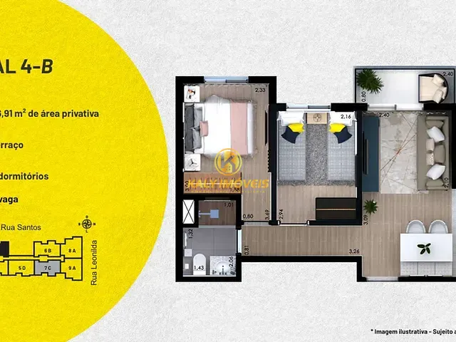 Apartamento 2 quartos e 1 banheiro, à venda, no bairro Utinga em Santo André