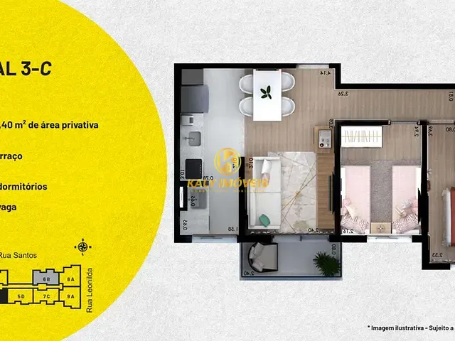 Apartamento 2 quartos e 1 banheiro, à venda, no bairro Utinga em Santo André
