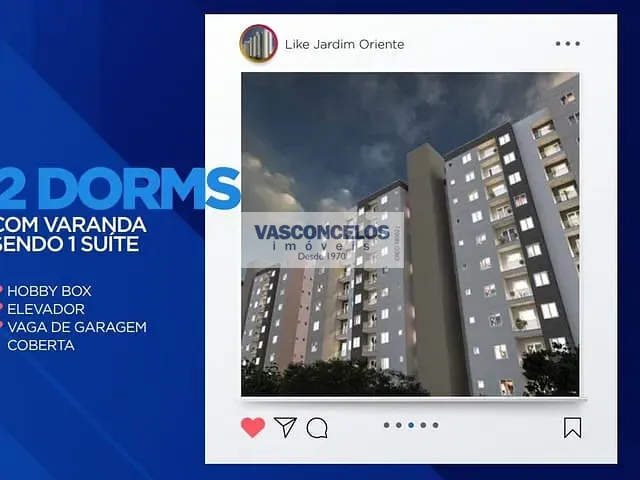 Apartamento 2 quartos e 2 banheiros, à venda, no bairro Jardim Oriente em São José dos Campos