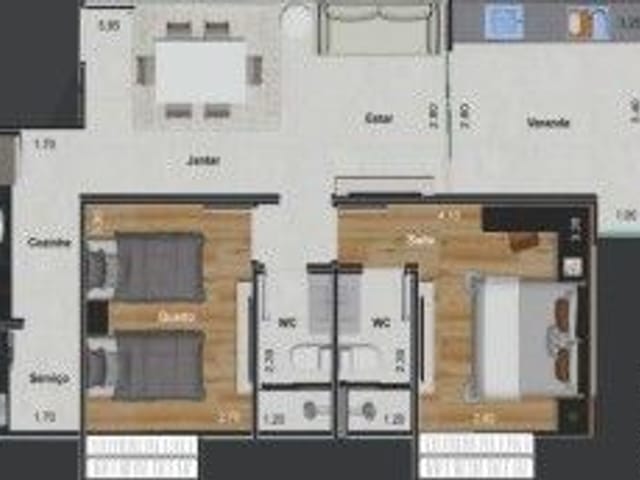 Apartamento com 69m² 2 quartos e 2 banheiros, à venda, no bairro Granbery em Juiz de Fora