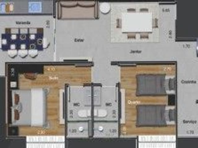 Apartamento com 69m² 2 quartos e 2 banheiros, à venda, no bairro Granbery em Juiz de Fora