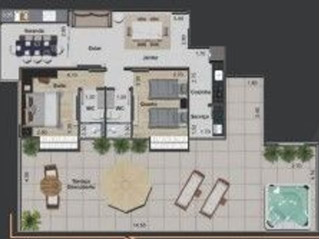 Apartamento com 148m² 2 quartos e 2 banheiros, à venda, no bairro Granbery em Juiz de Fora