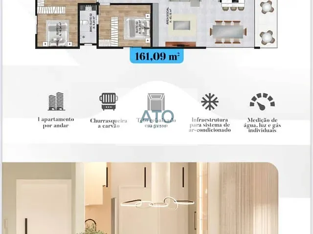 Apartamento 3 quartos e 4 banheiros, à venda, no bairro Centro em Tijucas
