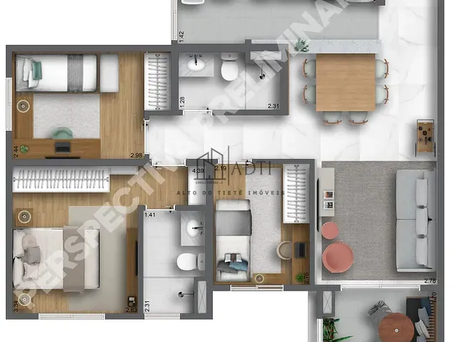 Apartamento 2 quartos e 1 banheiro, à venda, no bairro Jardim São Pedro em Mogi das Cruzes