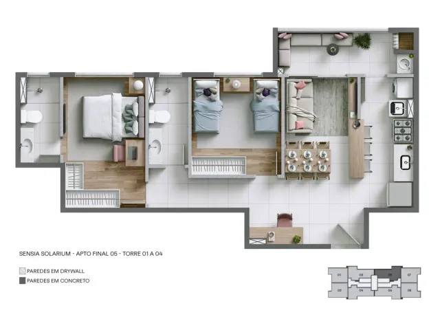 Apartamento 2 quartos e 1 banheiro, à venda, no bairro Cabral em Contagem