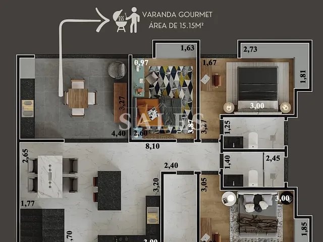 Cobertura / Penthouse com 189m² 4 quartos e 3 banheiros, à venda, no bairro Aeroporto em Juiz de Fora
