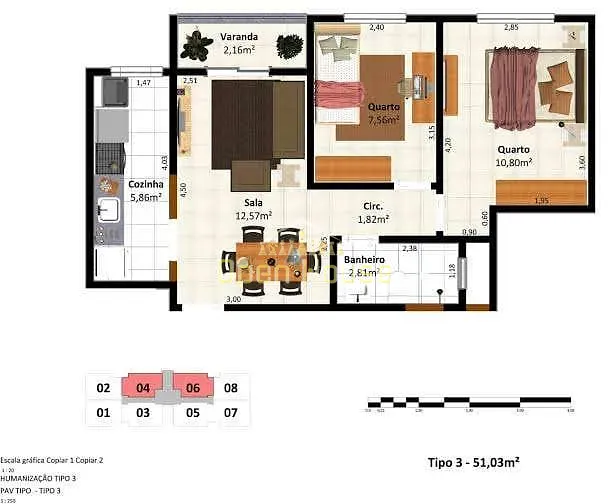 Apartamento, 2 quartos, 51 m² - Foto 15