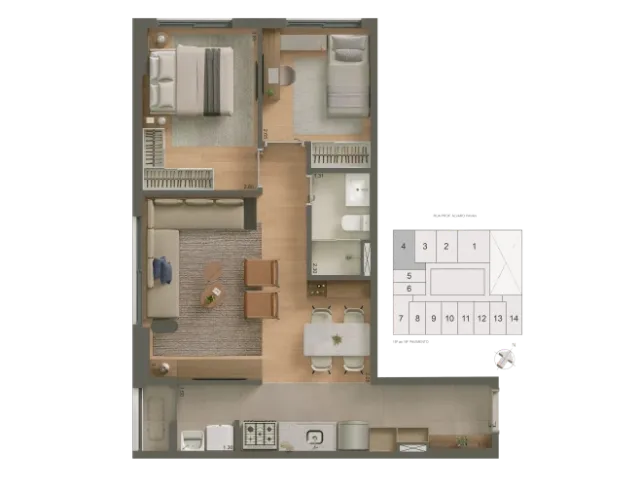 Apartamento 1 quarto e 1 banheiro, à venda, no bairro Centro Cívico em Mogi das Cruzes