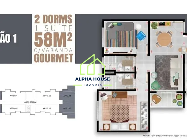 Apartamento 2 quartos e 1 banheiro, à venda, no bairro Nossa Senhora do Perpétuo Socorro em Pindamonhangaba