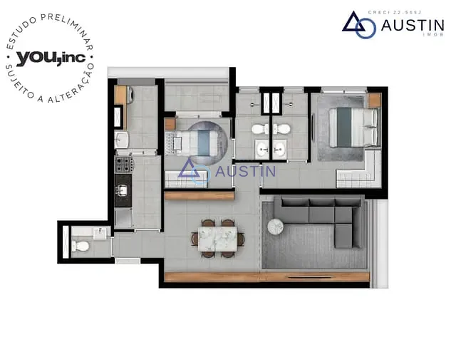 Apartamento com 70m² 2 quartos e 3 banheiros, à venda, no bairro Pinheiros em São Paulo