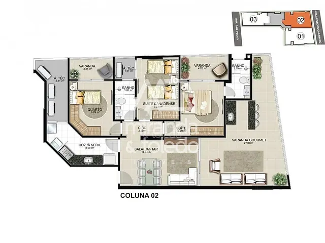 Apartamento com 118m² 3 quartos e 2 banheiros, à venda, no bairro Praia do Morro em Guarapari