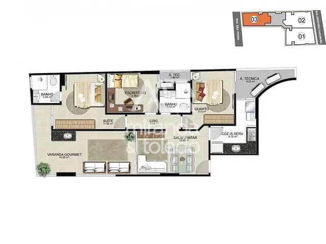 Apartamento com 90m² 2 quartos e 2 banheiros, à venda, no bairro Praia do Morro em Guarapari