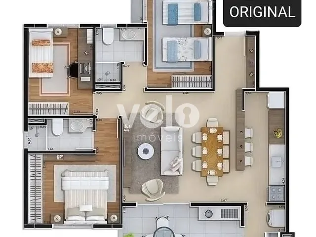 Apartamento 3 quartos e 2 banheiros, à venda, no bairro Granjas Santa Terezinha em Taubaté