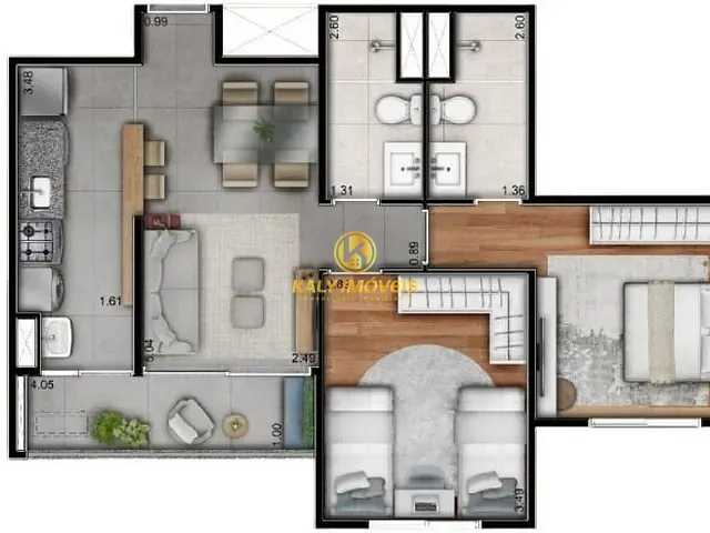 Apartamento 2 quartos e 1 banheiro, à venda, no bairro Planalto em São Bernardo do Campo