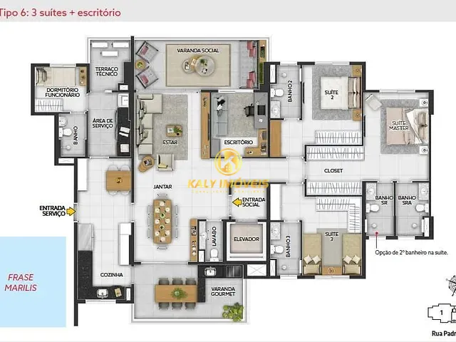 Apartamento com 224m² 3 quartos e 3 banheiros, à venda, no bairro Jardim em Santo André