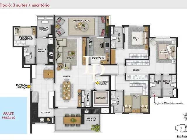 Apartamento com 224m² 3 quartos e 3 banheiros, à venda, no bairro Jardim em Santo André