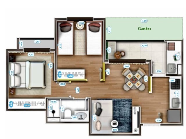 Apartamento com 79m² 3 quartos e 2 banheiros, à venda, no bairro Ana Celia em São José do Rio Preto