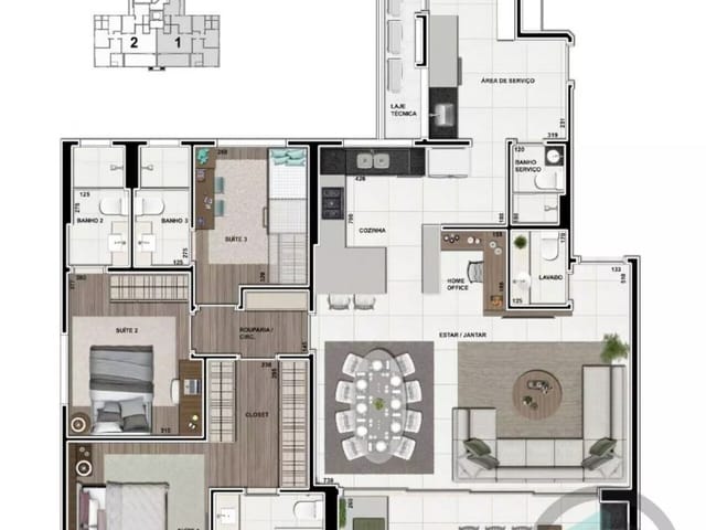 Apartamento com 265m² 3 quartos e 4 banheiros, à venda, no bairro Centro em Cambé