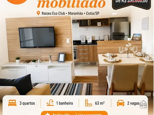 Apartamento com 63m² 3 quartos e 1 banheiro, à venda, no bairro Maranhão em Cotia