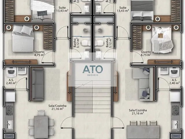 Apartamento 2 quartos e 1 banheiro, à venda, no bairro areias em Tijucas