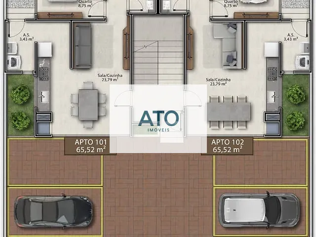 Apartamento 2 quartos e 1 banheiro, à venda, no bairro areias em Tijucas
