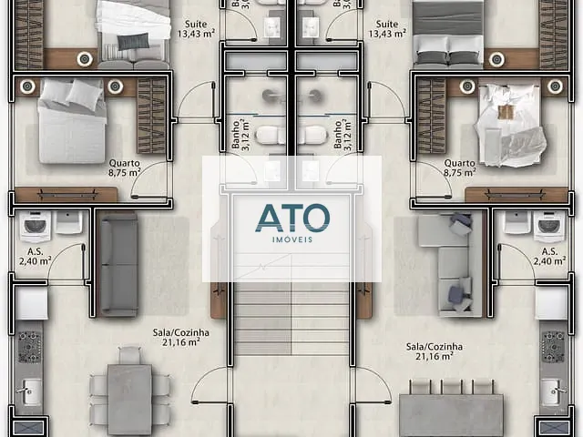 Apartamento 2 quartos e 1 banheiro, à venda, no bairro areias em Tijucas