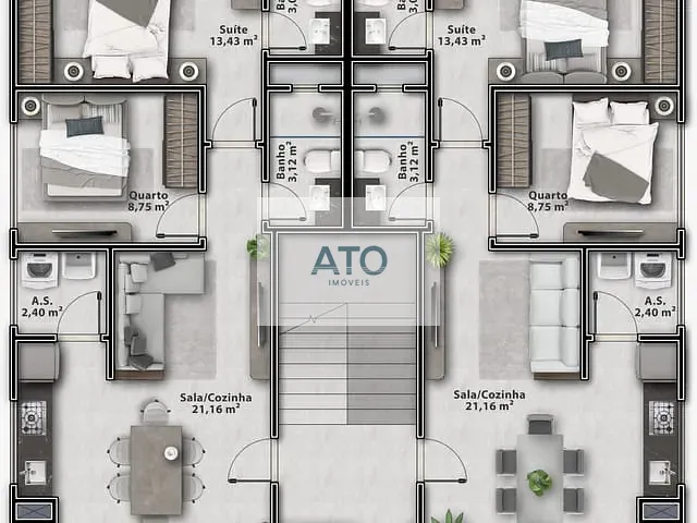 Apartamento 2 quartos e 1 banheiro, à venda, no bairro areias em Tijucas