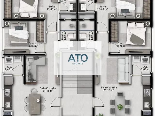 Apartamento 2 quartos e 1 banheiro, à venda, no bairro areias em Tijucas