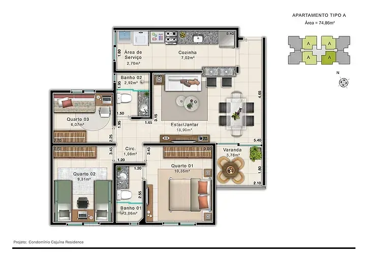 Apartamento, 3 quartos, 75 m² - Foto 13