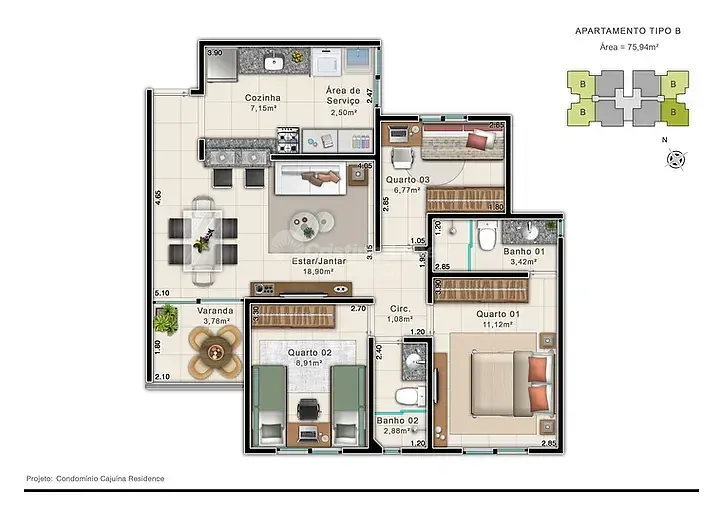 Apartamento, 3 quartos, 75 m² - Foto 14
