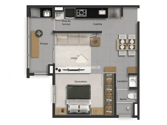 Apartamento com 46m² 1 quarto e 1 banheiro, à venda, no bairro Jardim Guarujá em Sorocaba