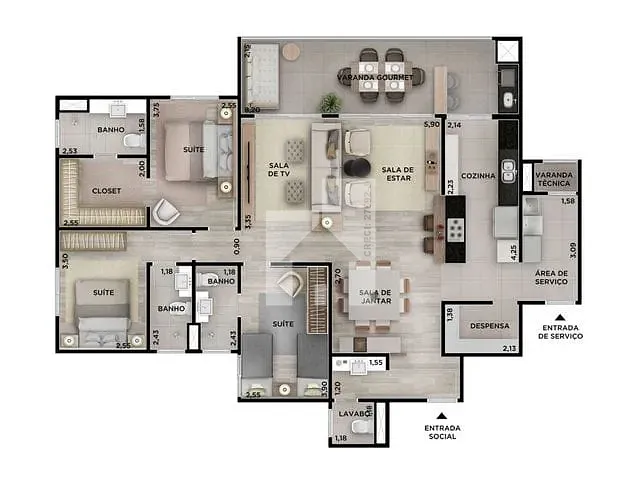 Apartamento com 141m² 4 quartos e 2 banheiros, à venda, no bairro Jardim Campos Elísios em Jundiaí
