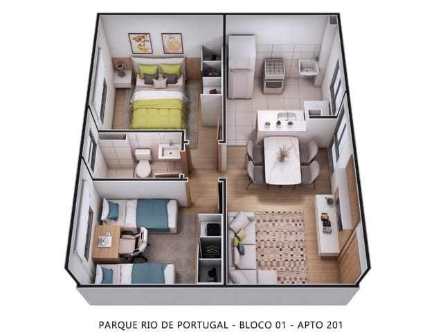 Apartamento com 39m² 2 quartos e 1 banheiro, à venda, no bairro Mariza Cristina I em São José do Rio Preto