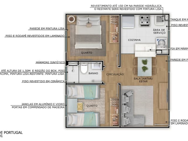 Apartamento com 39m² 2 quartos e 1 banheiro, à venda, no bairro Mariza Cristina I em São José do Rio Preto