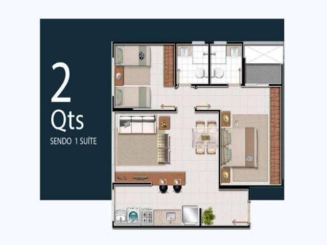 Apartamento 3 quartos e 2 banheiros, à venda, no bairro Vila Rosa em Goiânia