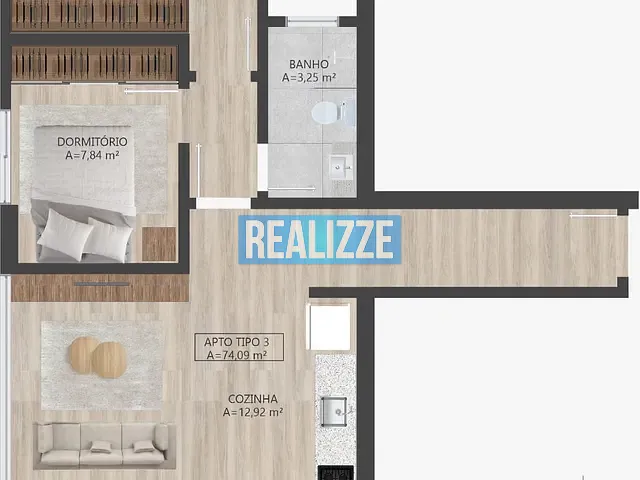 Apartamento 2 quartos e 1 banheiro, à venda, no bairro Centro em Camargo