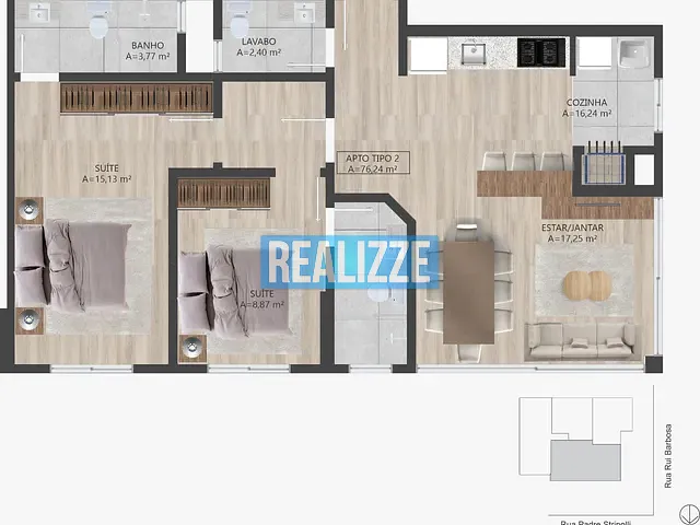 Apartamento 2 quartos e 1 banheiro, à venda, no bairro Centro em Camargo