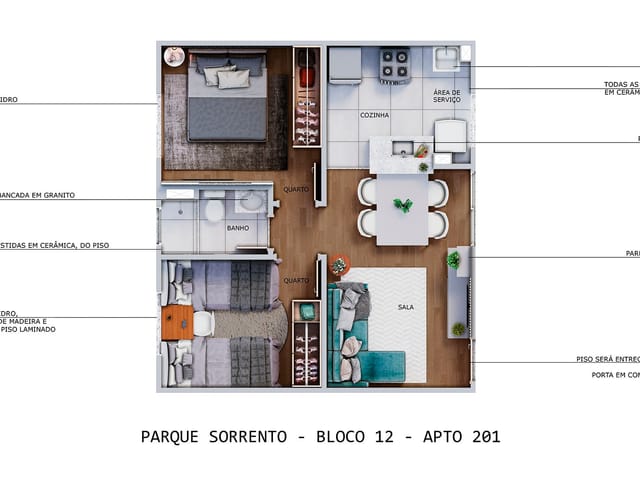 Apartamento com 39m² 2 quartos e 1 banheiro, à venda, no bairro Vila Pompéia em São José do Rio Preto