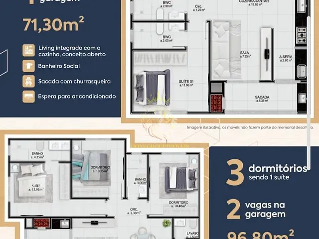 Apartamento 2 quartos e 2 banheiros, à venda, no bairro Tabuleiro em Camboriú