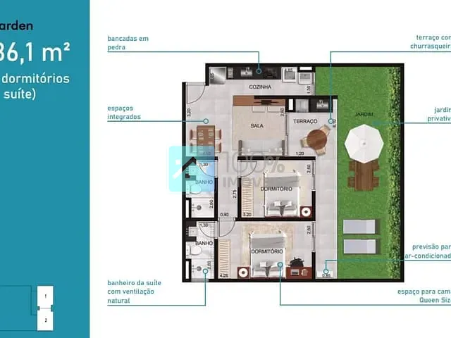 Apartamento com 85m² 1 quarto e 2 banheiros, à venda, no bairro Maranduba em Ubatuba