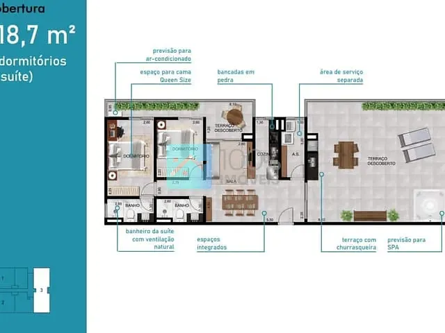 Apartamento com 85m² 1 quarto e 2 banheiros, à venda, no bairro Maranduba em Ubatuba