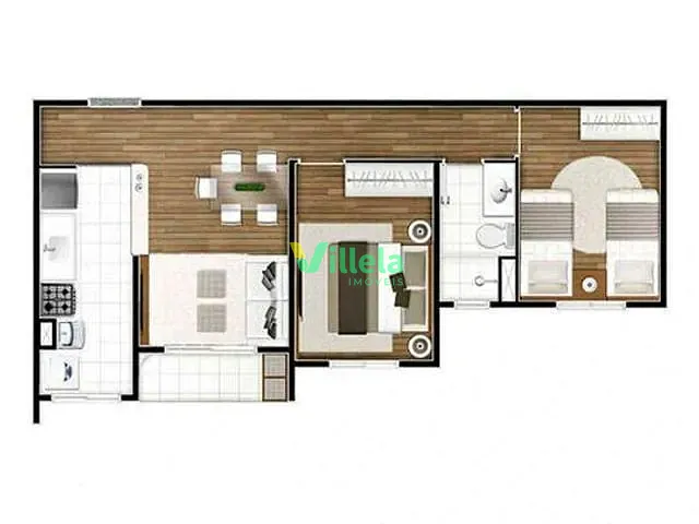 Apartamento com 80m² 2 quartos e 1 banheiro, à venda, no bairro Parque Imperial em Ferraz de Vasconcelos